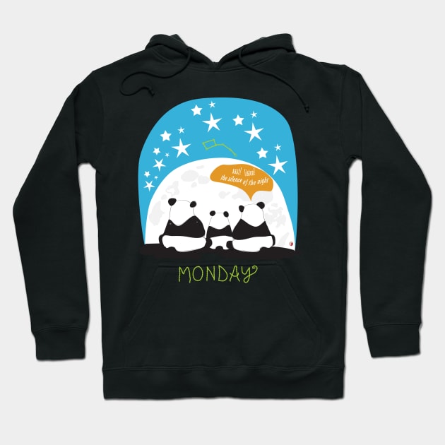 The silence of the night – Wear Pandas on Monday Hoodie by fraga-ro